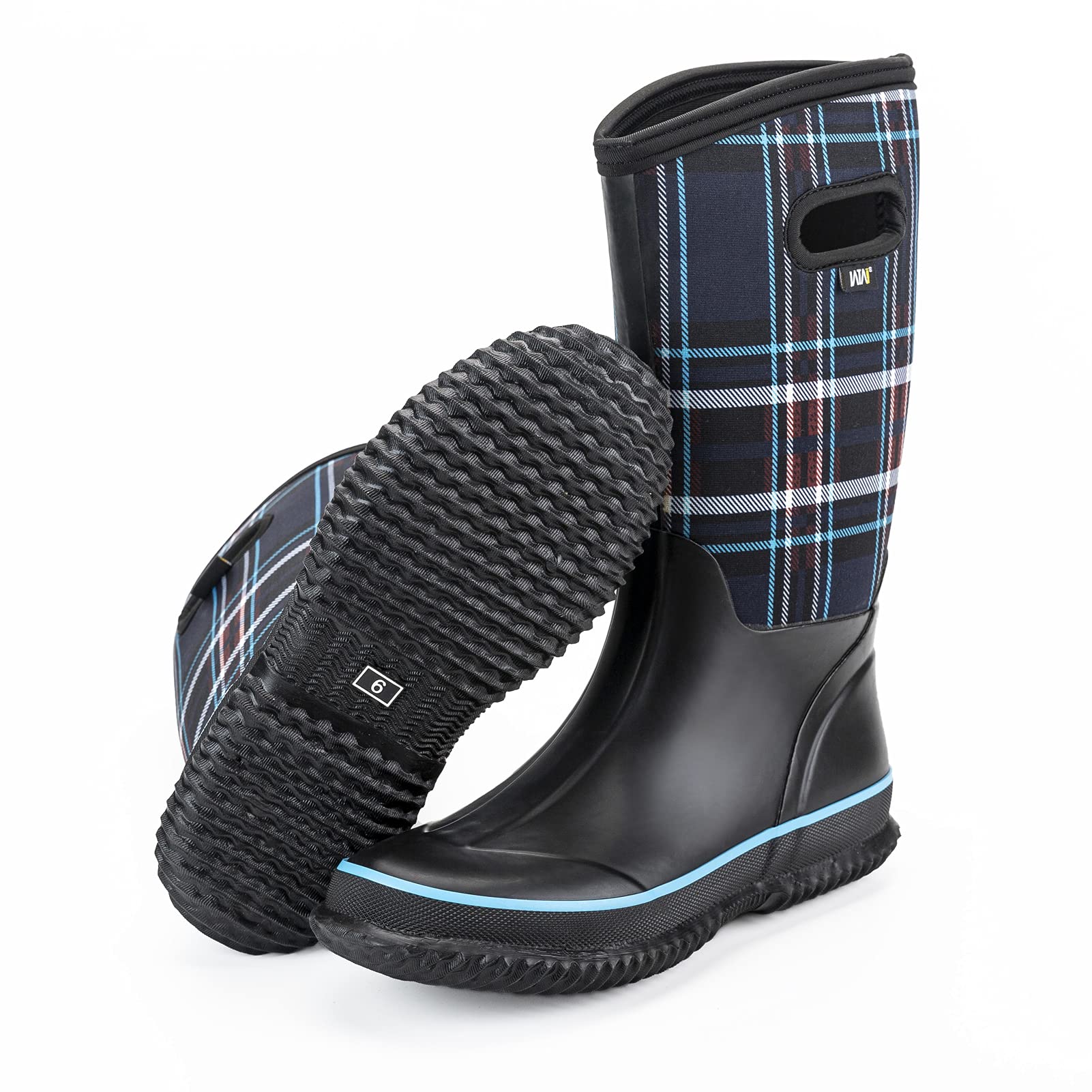 WTW Mid Calf Rain Boots for Women - Waterproof Insulated Neoprene Mud Boots Outdoor Hunting Garden Boots