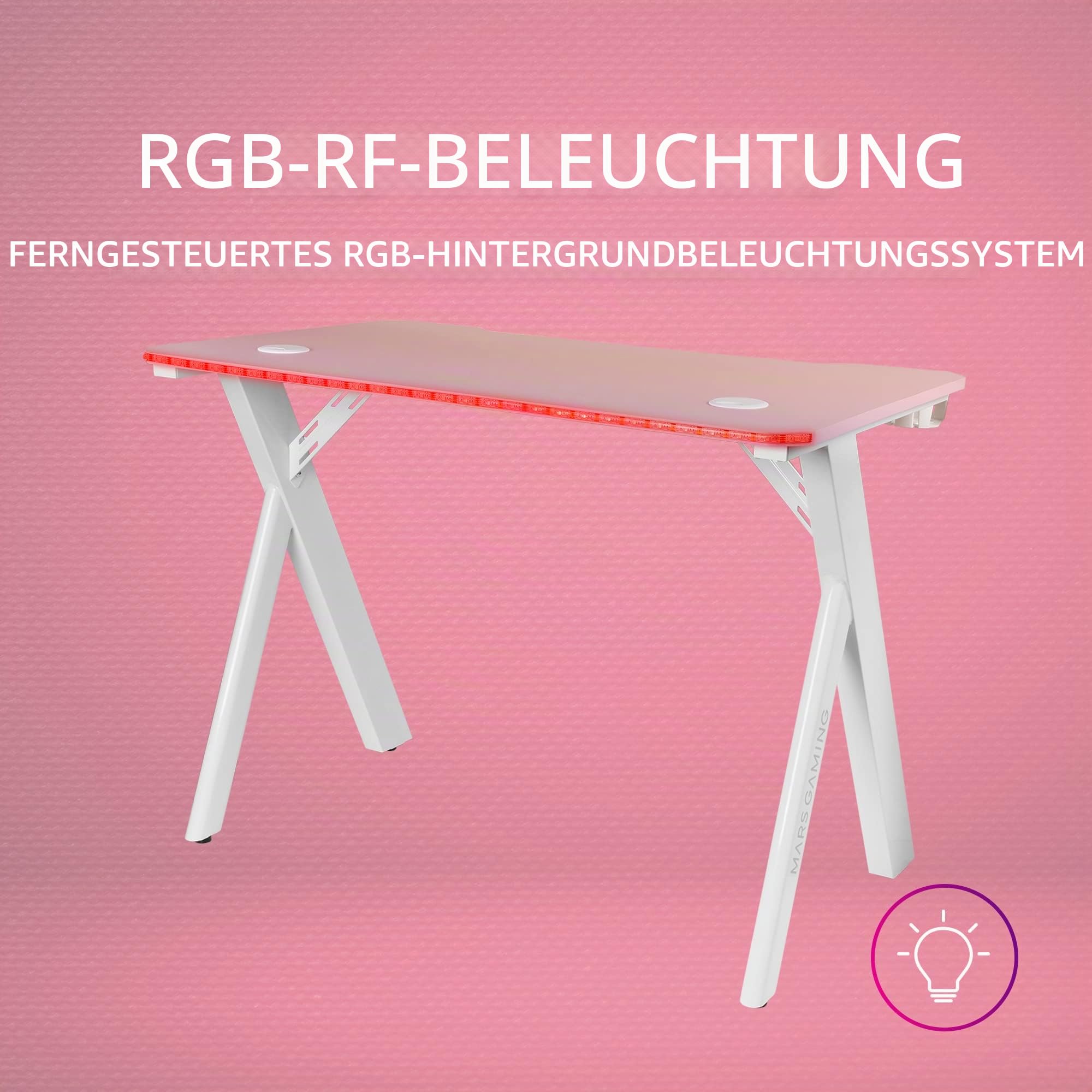 MARSGAMING Mars Gaming MGDXLRGB, Ergonomischer RGB Gaming Tisch, Headset+Flaschenständer, 160x60cm, Schwarz