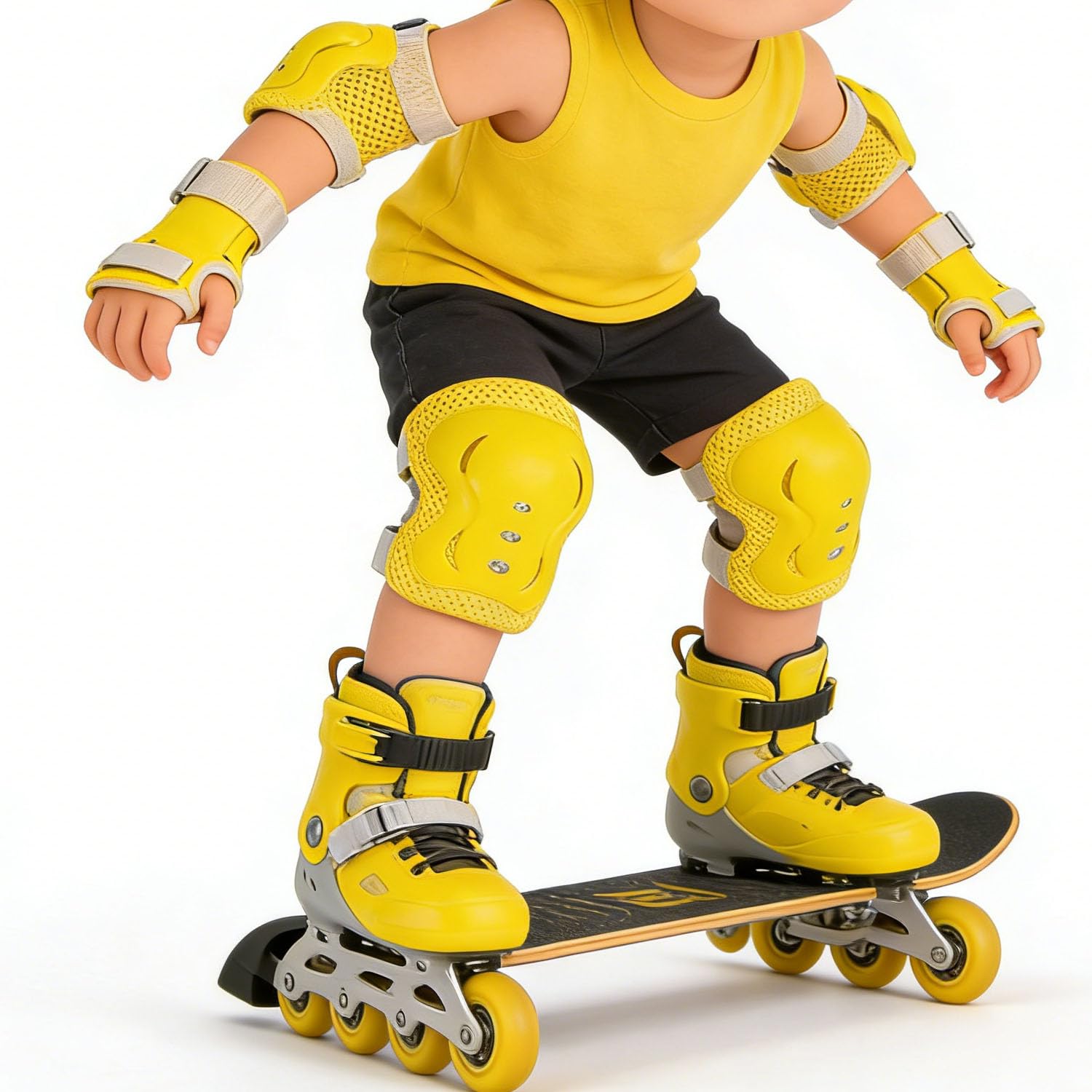 Rodilleras para niños, coderas con muñequeras, juego de equipo de protección infantil para patines de ruedas