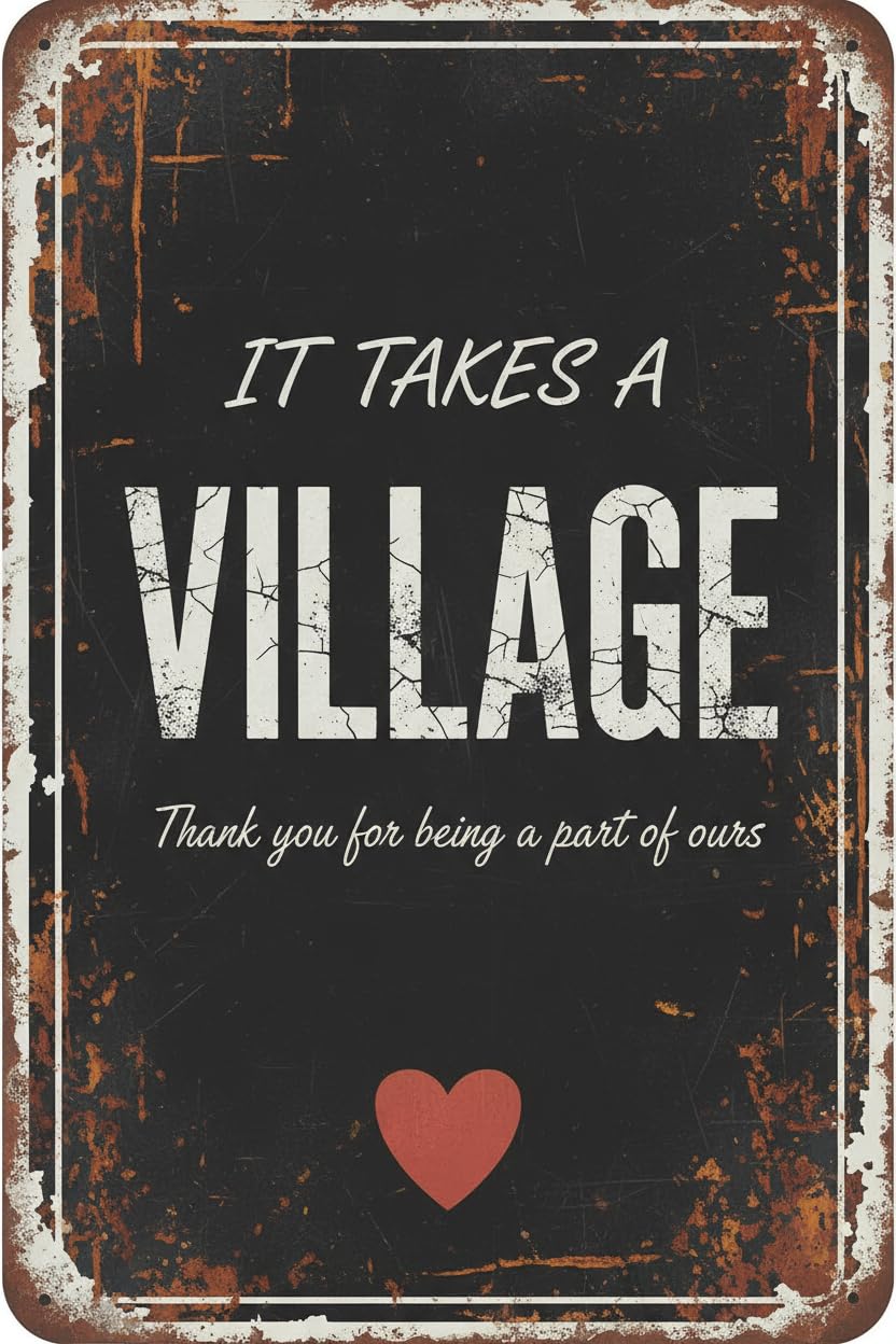 It Takes A Village Motivational Wood Plaque Desk Sign, Black