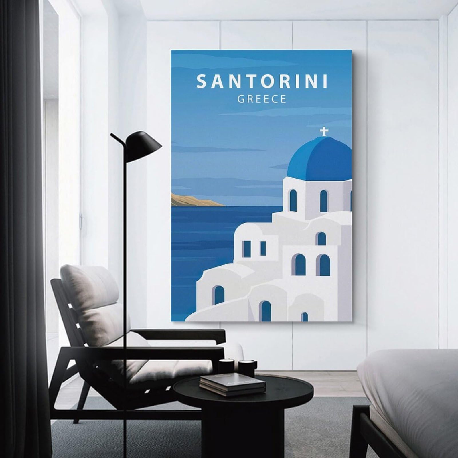 Junmoney Santorini Travel (2) Home Decor Wall Art, 20x30inch(50x75cm), for Apartments, Flats Or New Home Decor, An Easy Choice for New Home Styling