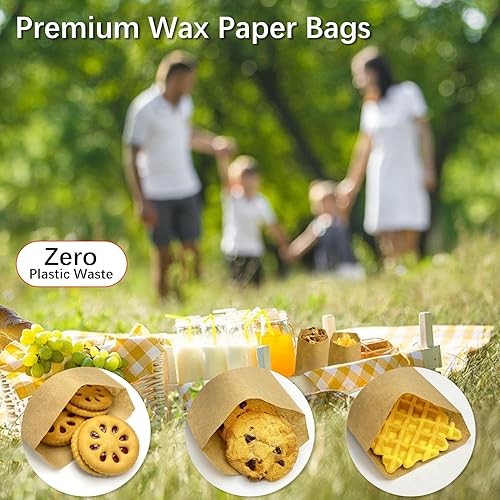 Miniatura 6 de Bolsas de papel encerado, bolsas de glassine de 4 x 6 pulgadas, 100 piezas fundas de papel marrón para galletas y golosinas