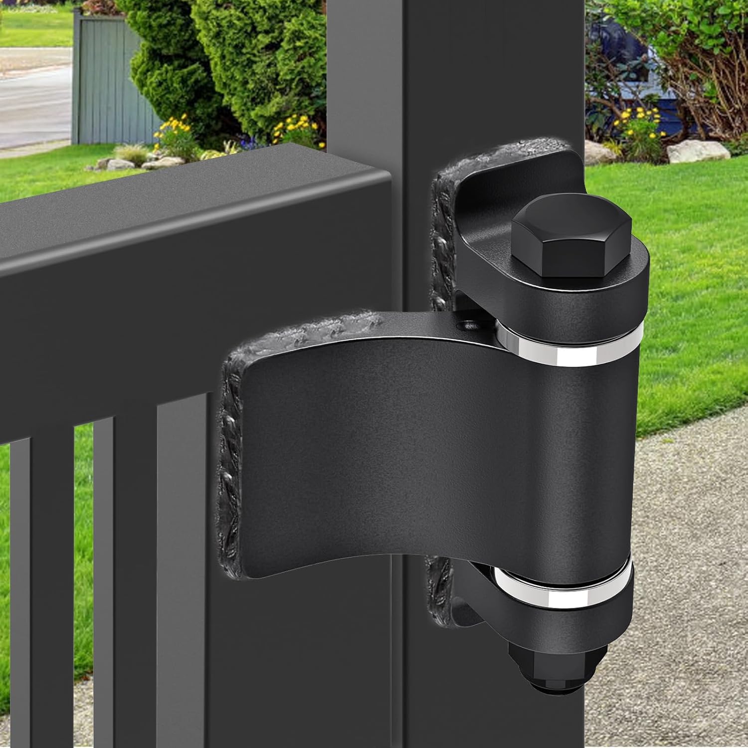 Heavy Duty Weld On Gate Hinges, 4-Pack Steel Hinges with Spacer Bearing & Oxide Coated, Removable Bolts for Metal Swing Doors, Driveways & Farm Gates
