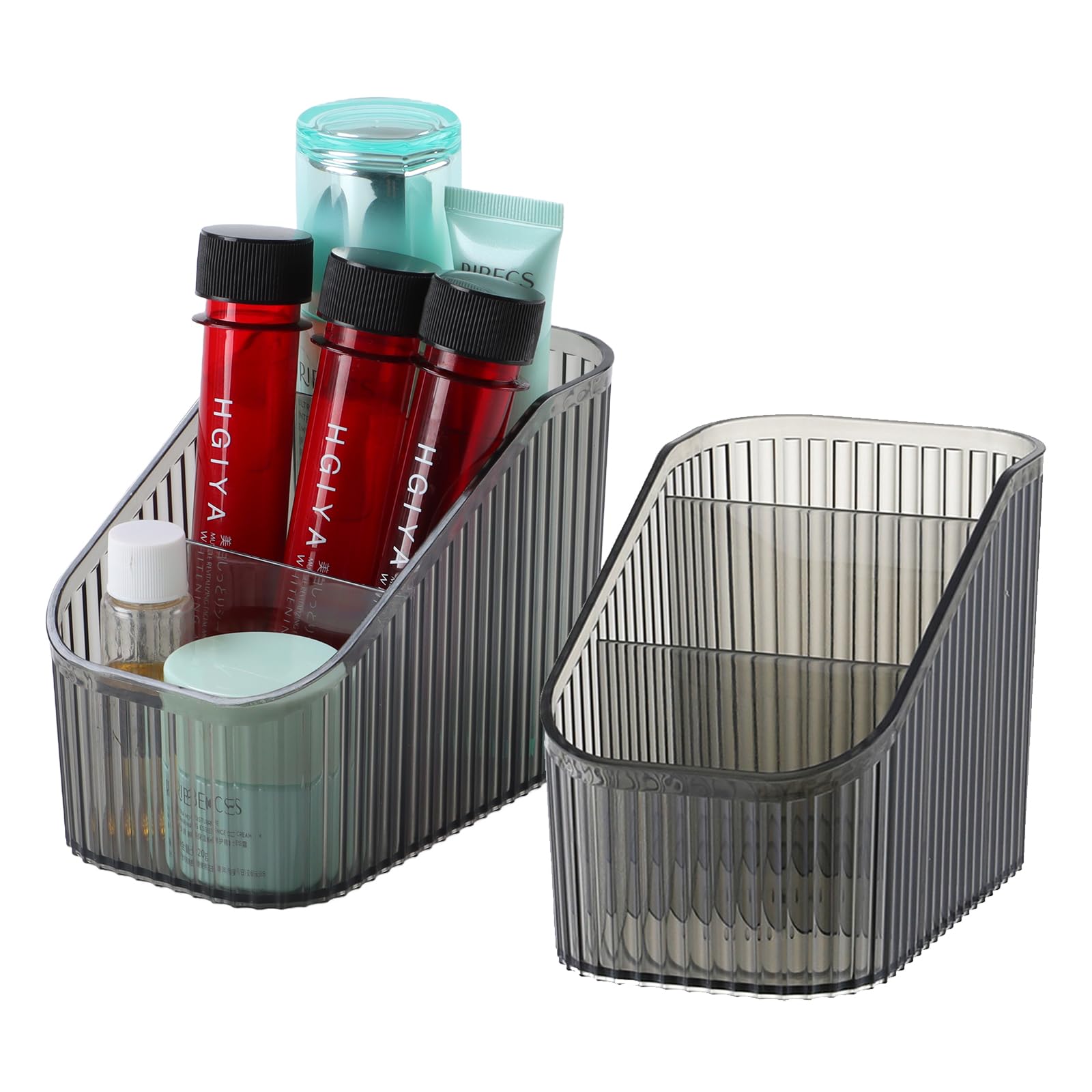 OSteed Black Makeup Brush Holder for Vanity, Bathroom Countertop Organizer 6 Cups, Toiletry Storage & Display for Skincare, Perfume, Hairbrush,