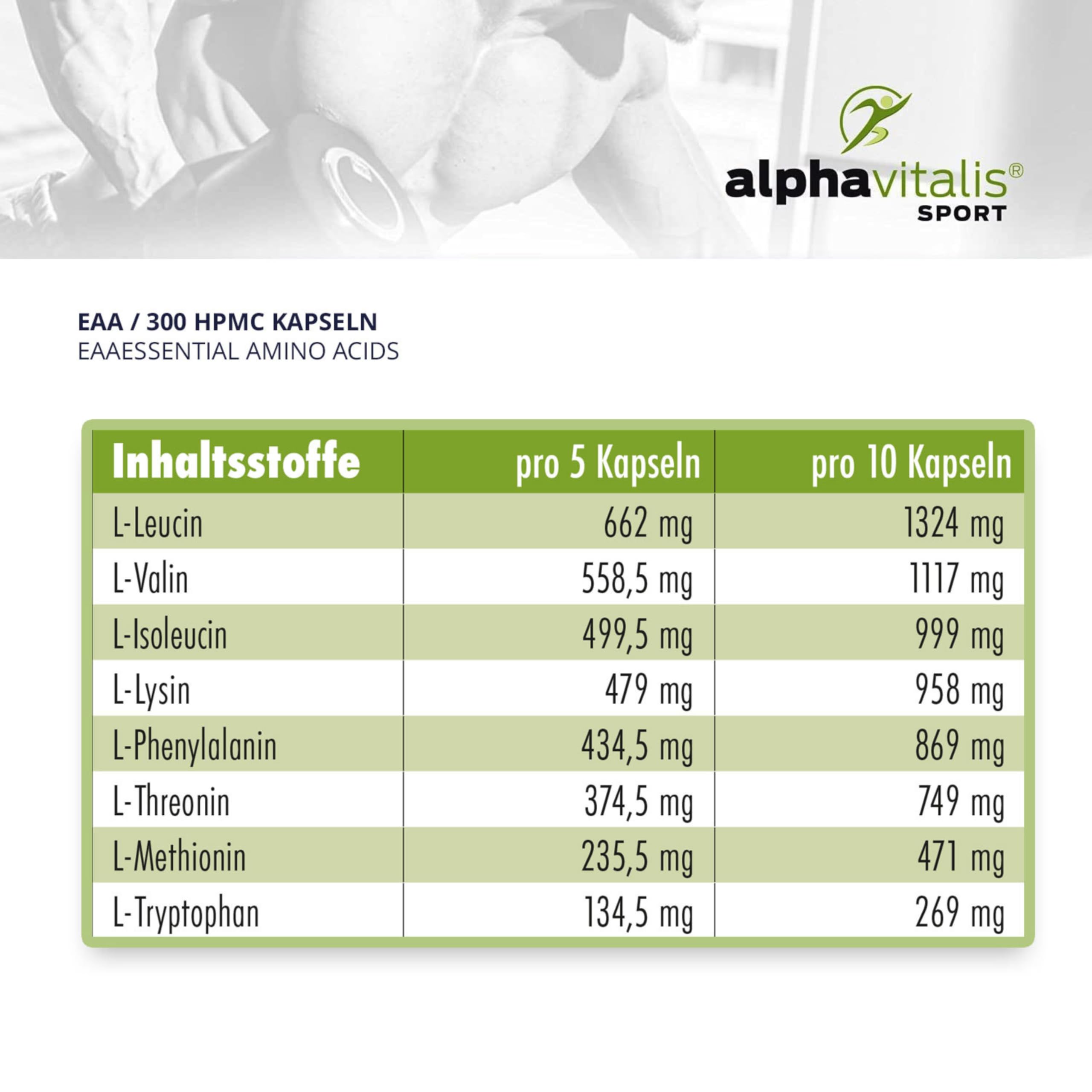 EAA Kapseln optimal dosiert 300 Stk. - vegan - Multi Amino Pattern Code mit allen 8 essentiellen Aminosäuren inkl. BCAA ohne Magnesiumstearat aus pflanzlicher Fermentation