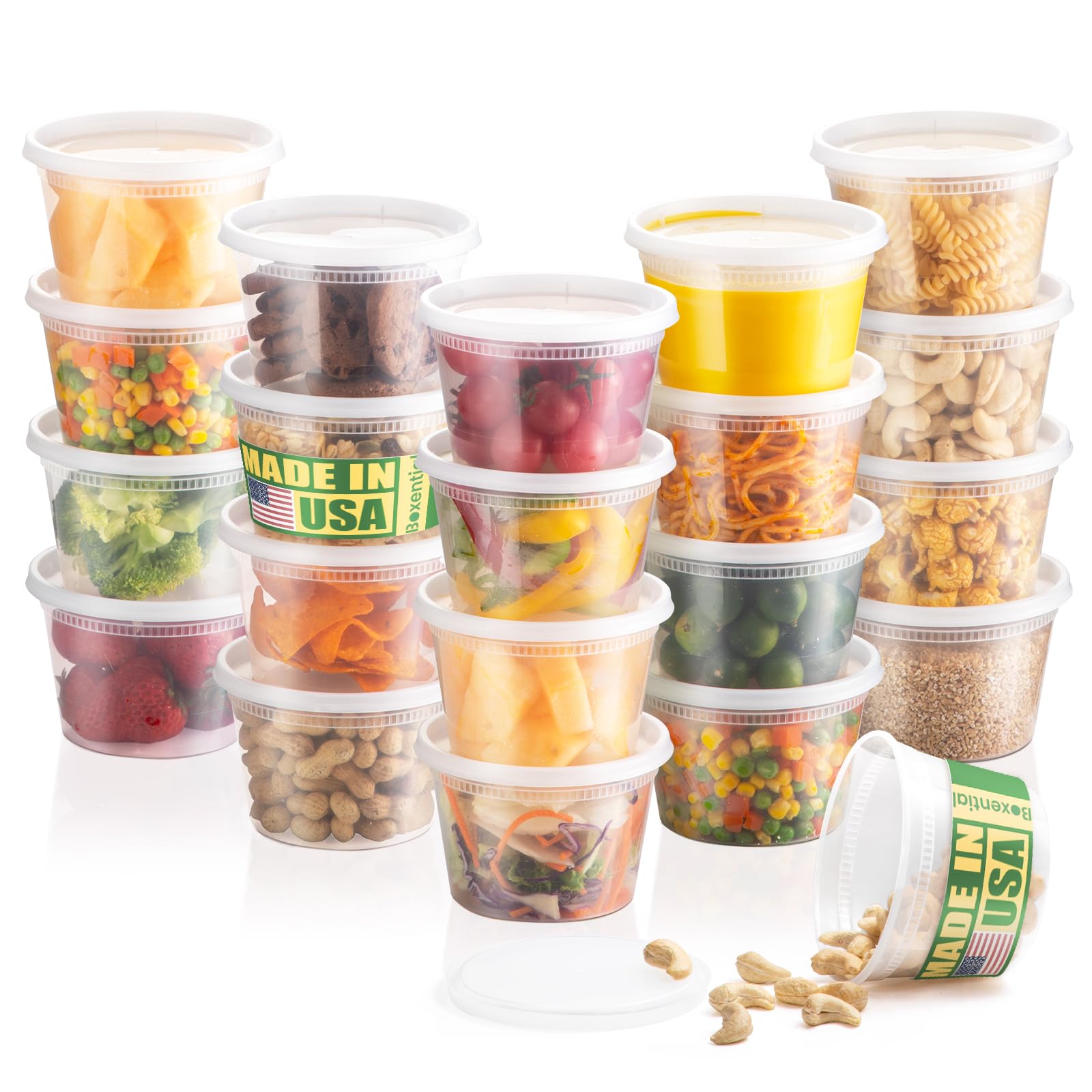 16 oz Deli Containers with Lids [36 Set] – Made in USA, BPA-Free Plastic Food Containers, Freezer & Microwave Safe, Stackable Meal Prep & Soup Storage