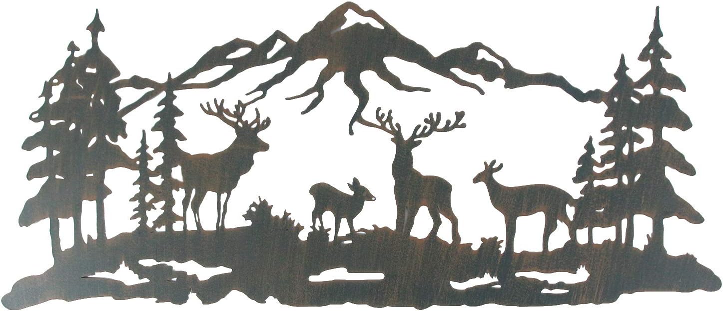 wasunyde Metal Deer Wall Decor Wall Art Forest Rustic Hanging for Cabin Decor Living Room, Bedroom, Bathroom Indoor Outdoor, Rustic Metal Wall Deer Hanging Kit