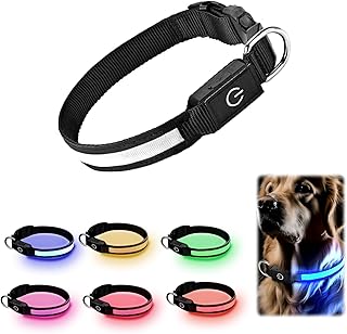 happykau 光る首輪 犬用 LED犬光る首輪 13種類の照明モード USB充電式 視認距離300m マルチカラー サイズ 通気性 弾力性 調整可能 ペットロスの防止 事故の防止 小型犬 中型犬 大型犬 夜間も安心 犬の散歩