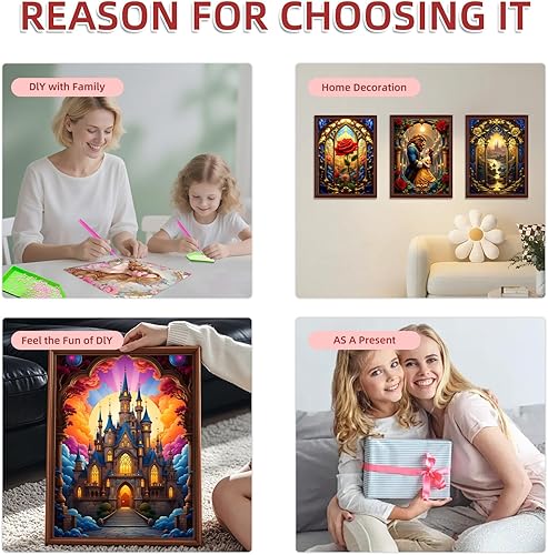 Miniatura 4 de YXFEIR Kits de arte de diamantes para adultos, kits de pintura de diamante 5D para principiantes, paquete de 6, pintura de taladro completo con