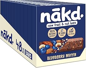 Nakd Blueberry Muffin Natural Fruit & Nut Bars - Vegan - Healthy Snack - Gluten Free, 35 g (Multipack case 48 Bars)