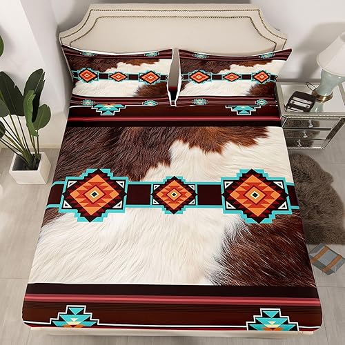 Miniatura 2 de Juego de sábanas occidentales de tamaño individual del suroeste para niños, niñas, adolescentes, decoración de vaquero, sábanas de cama con