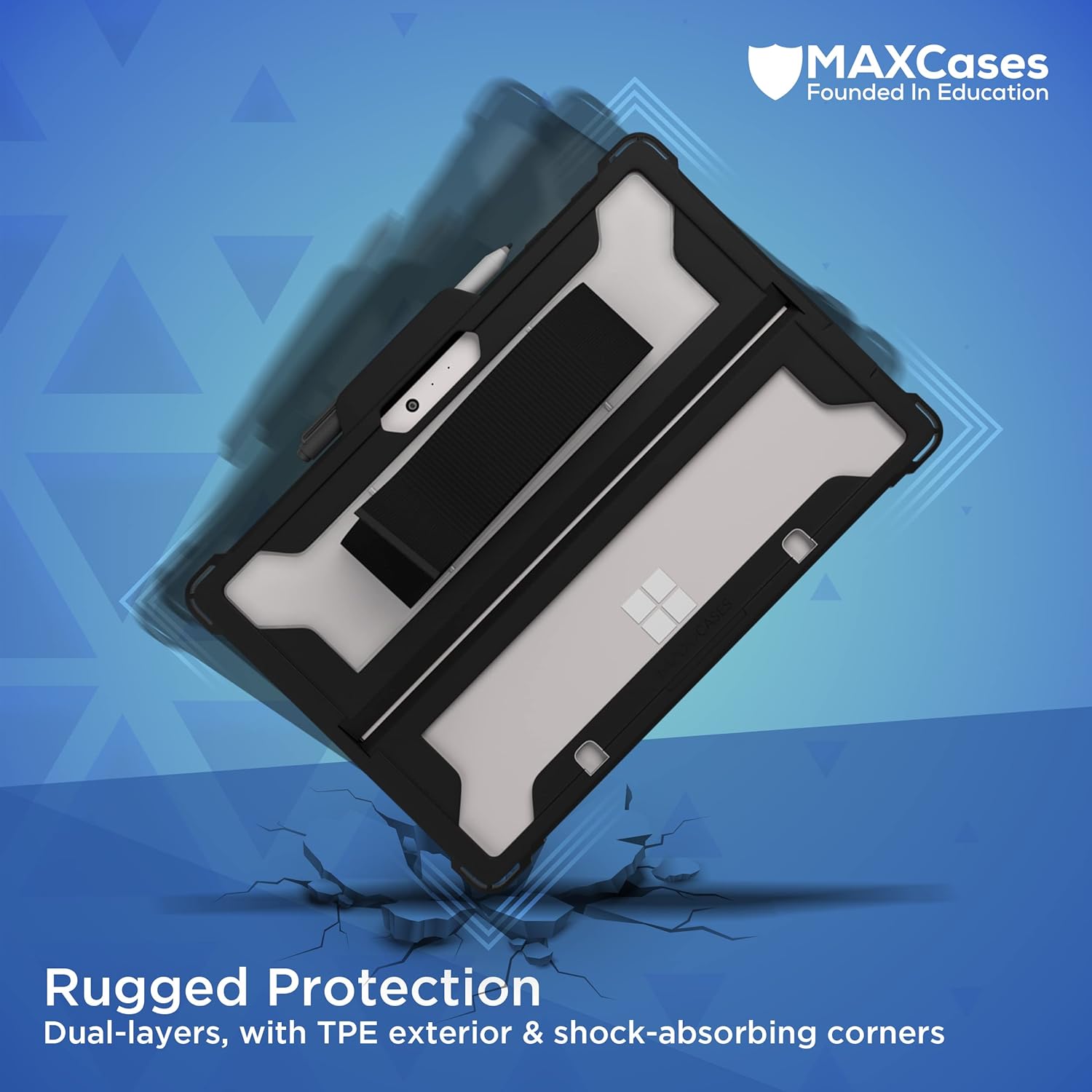 MAXCases Extreme Shell for Microsoft Surface Go 1, 2, & 3 - Slim Rugged Durable Protective case with Reinforced Corners | Shock Absorbing Silicone w/Hand Grip & Stylus Pen Holder