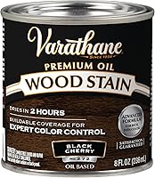 Varathane Black Cherry Oil-Based Wood Stain 1/2 Pint - Deep Penetrating Soy Formula Enhances Natural Grain