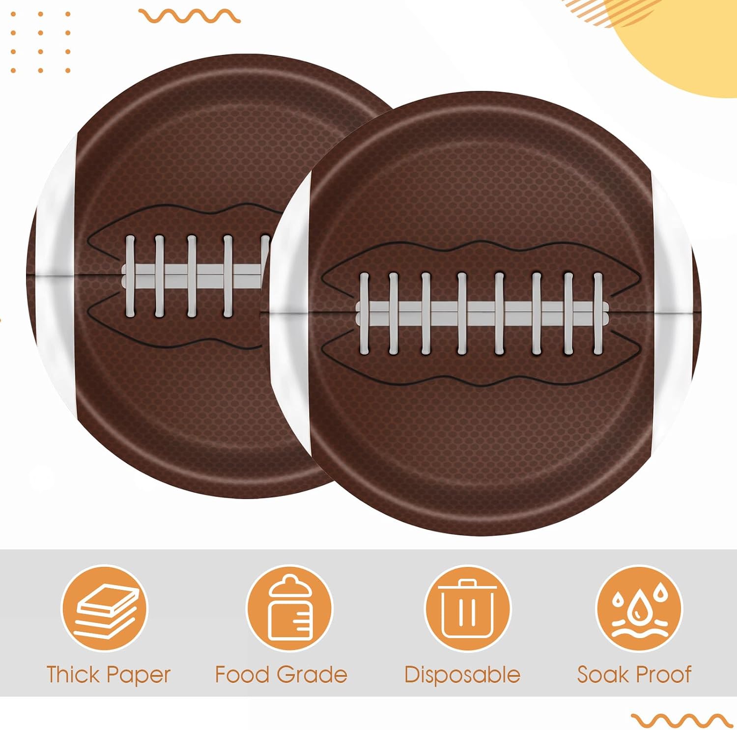 Football Party Supplies Kit,60Pcs 7Inch Football Paper Plates,Sport Themed Tableware Set Party Dessert Plates,for Football Gameday,Kids Birthday,Sports Events,Tailgate Party Decorations Supplies image 3