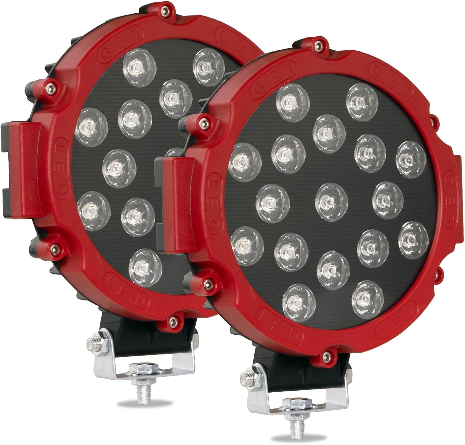 Round Off Road Led Lights 7 Inch 51W 2pcs Round Spot Light Off Road Driving Work Lamp Bumper Roof Fog Lights Fit for Jeep, ATV, SUV, Truck, Hunters (Black)