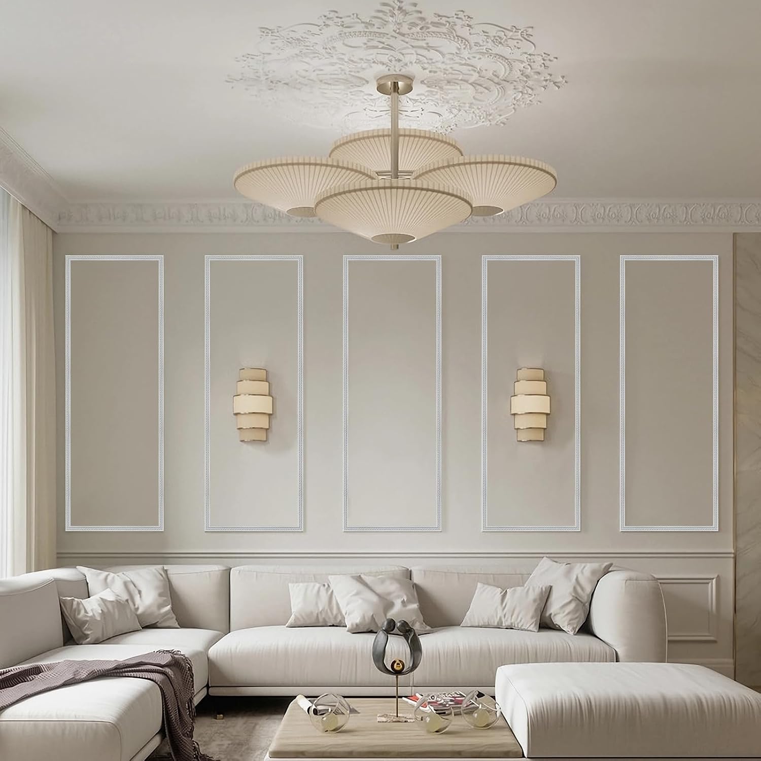 0.8" x 49.2FT Silver Peel and Stick Crown Molding 3-Pack - Self-Adhesive PVC Trim with Metallic Finish for Walls, Mirrors & Decor