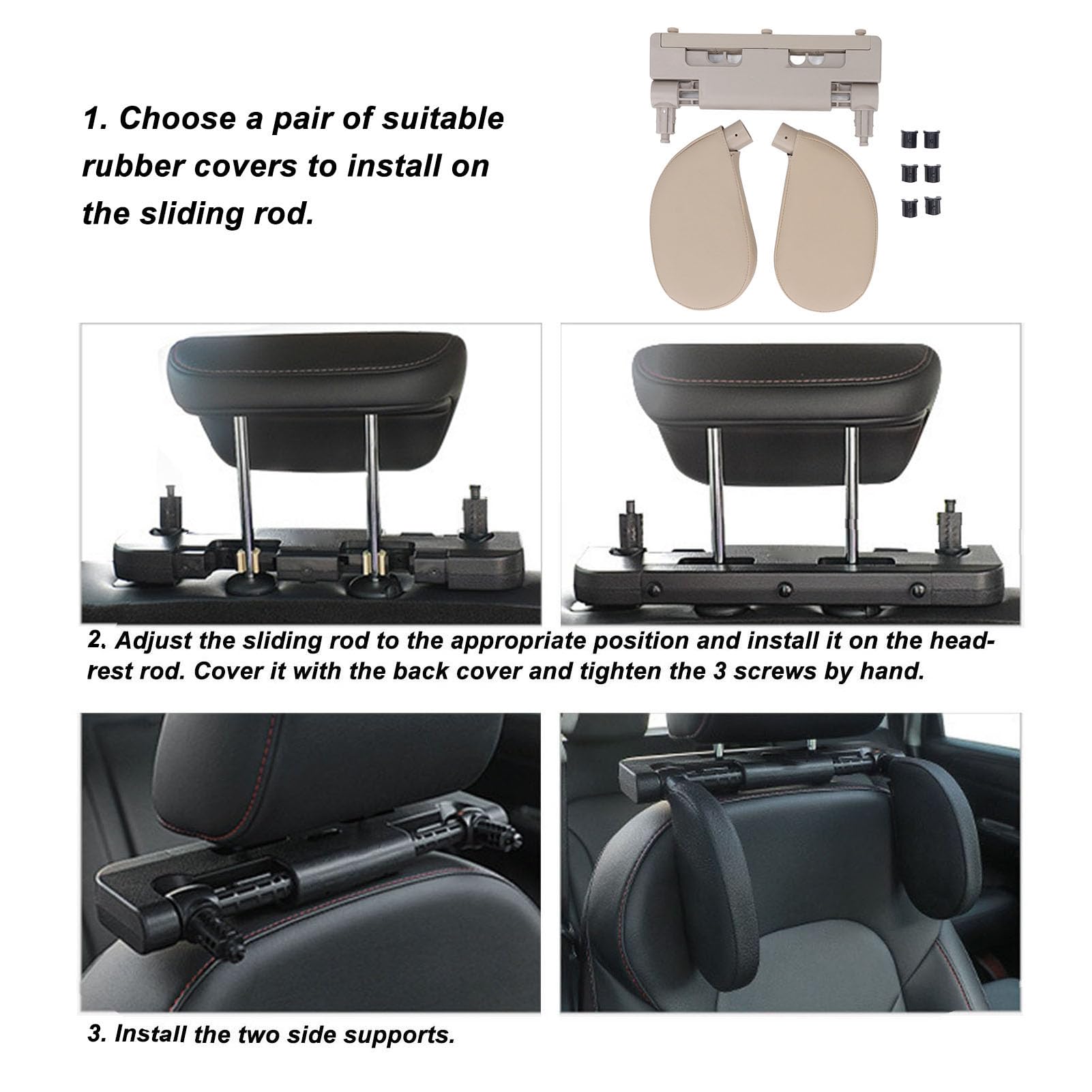 Cuscino Poggiatesta per Auto, Cuscino Poggiatesta per Seggiolino Auto Regolabile, Facile da Pulire, PU per Bambini e Adulti per Dormire (#3)