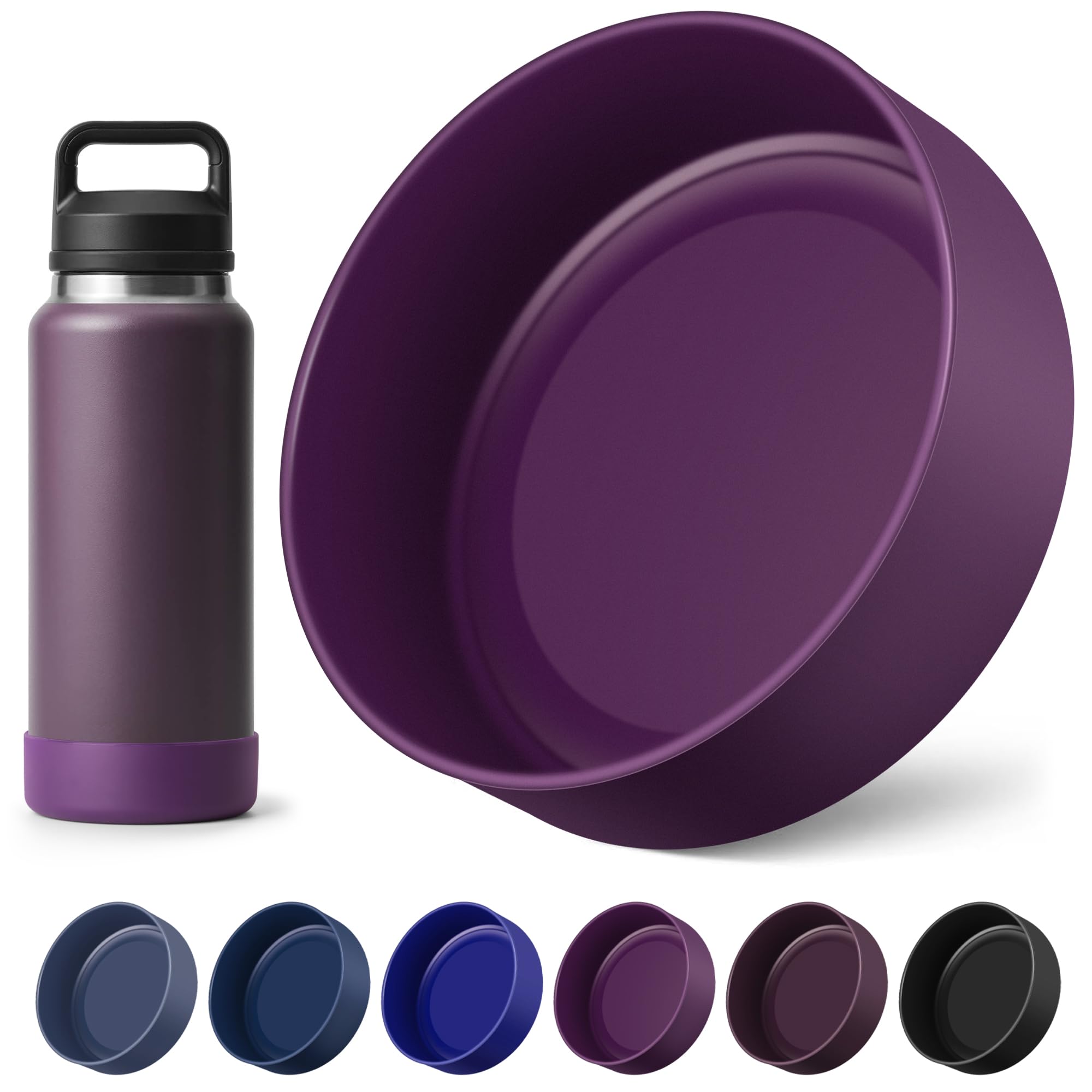Diumepo Silicone Boot for YETI Rambler 36 oz Water Bottle, Anti-Slip Sleeve Bottom Protector for Yeti 36OZ Bottle, Bottom Sleeve Cover, BPA Free (Eggplant)