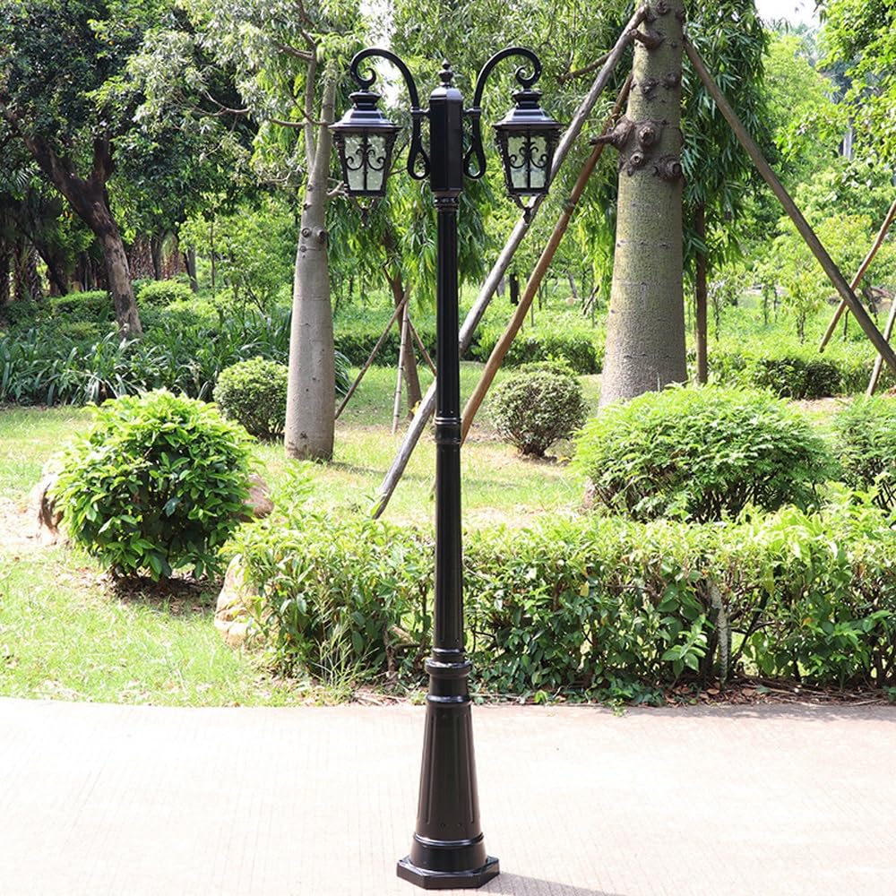 2-Punktowa Lampa Na Słupie, Oświetlenie Zewnętrzne Na Słupie Europejskim, Wodoodporna Lampa Uliczna Do Ogrodu, Patio I Ścieżki,Black-H:94.5inch/240cm
