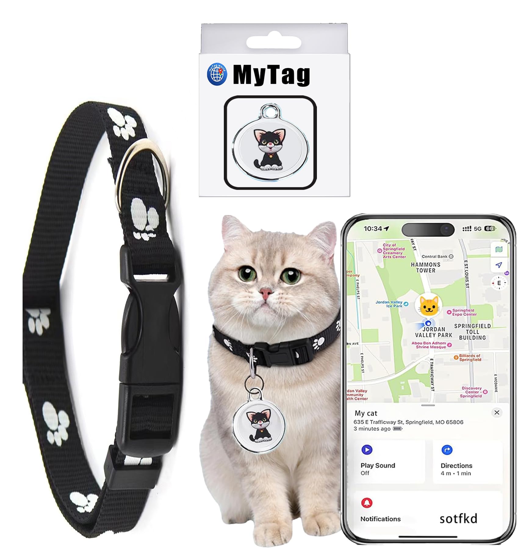 Cat Tracker Collar-Cat GPS Tracker-GPS Tracker for Cats-Pet Tracker | Dual-System Tracker | Android and iOS Universal | Waterproof | No Monthly Fee | Works with Any Collar