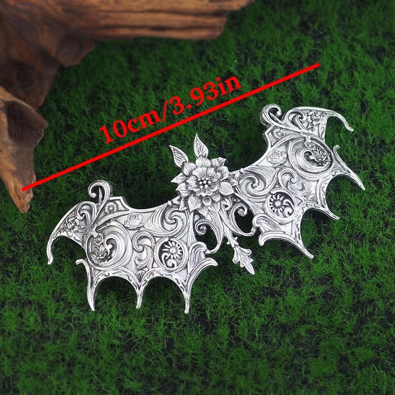 2PCS Gothic Bat Hair Clips with Flower – Halloween Hair Accessories for Women, Spooky Goth Hair Clips, Gothic Hair Accessories Bat Wing Barrettes, Witch Hair