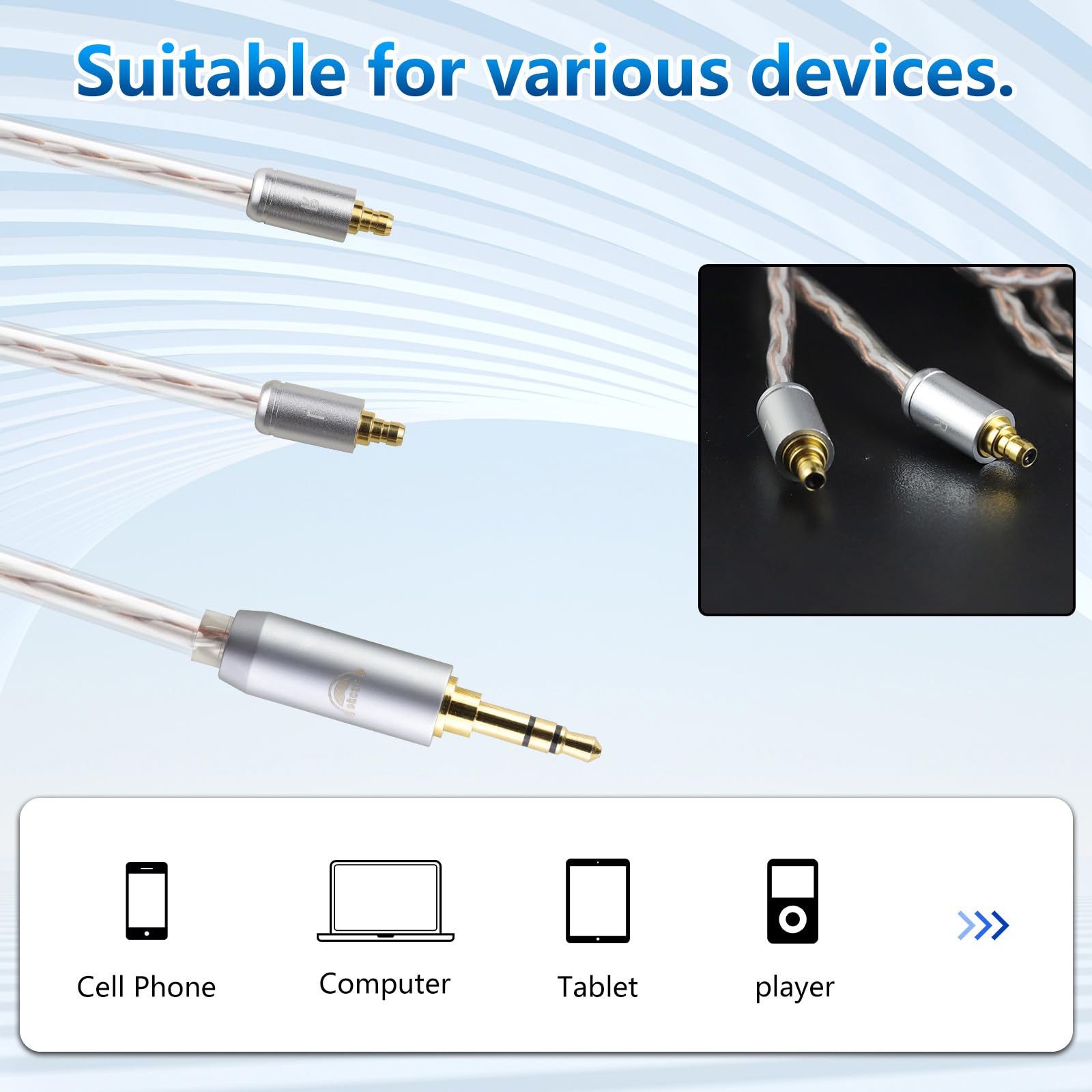 okcsc IE400 to 2.5MM 4 Core Upgraded Replacement Audio Cable Earphones Cable For SENNHEISER IE100 IE400 IE500 1.2M/3.9FT - Image 2