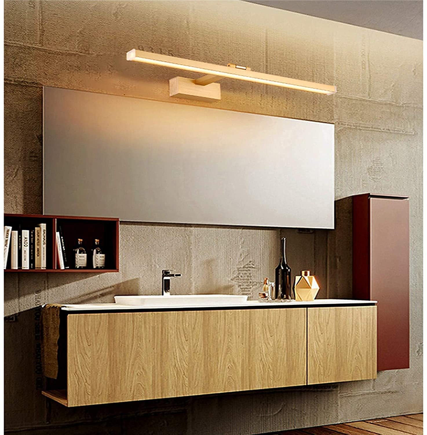 Lámpara de Espejo de baño Regulable con 3000 Luces LED para Armario, lámpara de Pared para Inodoro, Resistente al Agua, de Acero Inoxidable, luz Frontal para es(Plata 60cm)