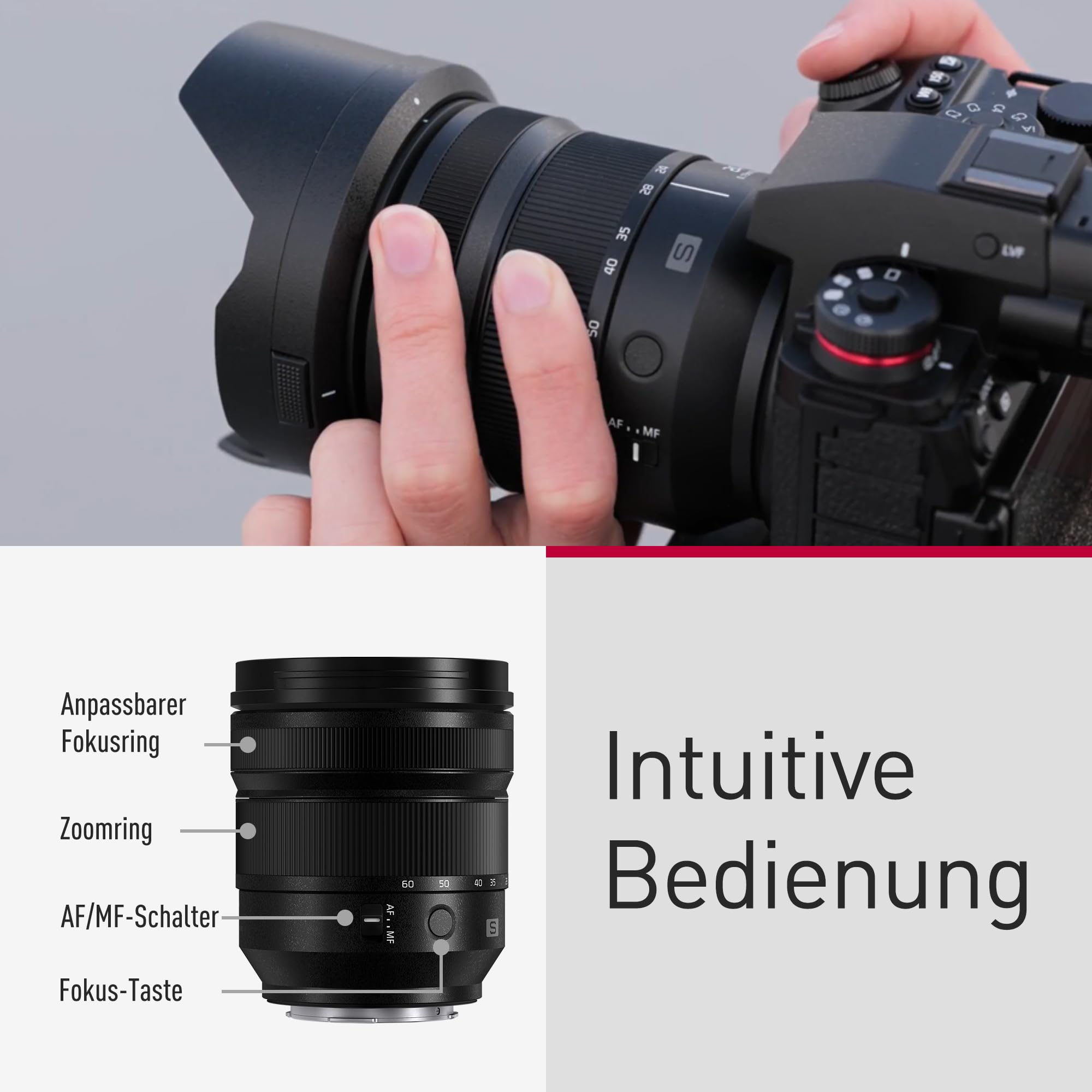 Panasonic LUMIX S 24-60mm Objektiv, L-Mount, durchgehend Blende F2.8, Objektiv für spiegellose Vollformat Kamera, Schwarz