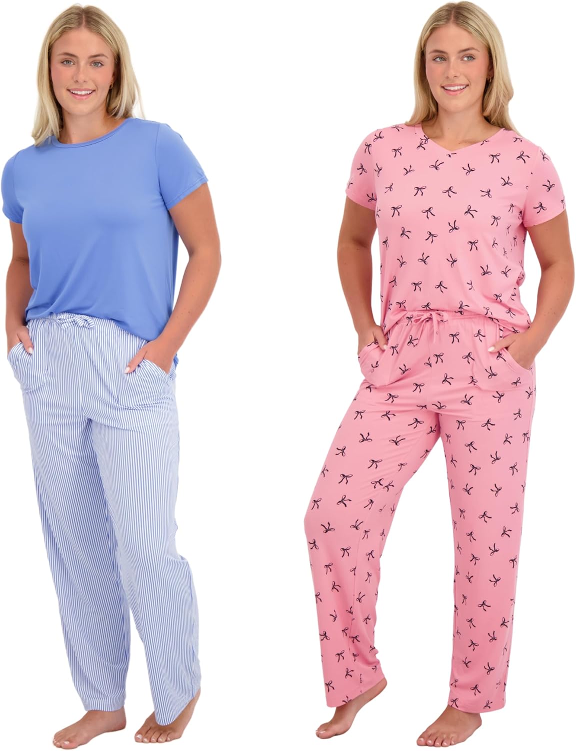 Blush by Us Angels Ultra Soft Women's Pajama Set, Breathable Light Stretchy, Ladies Lounge Set, 4-Piece PJ Set