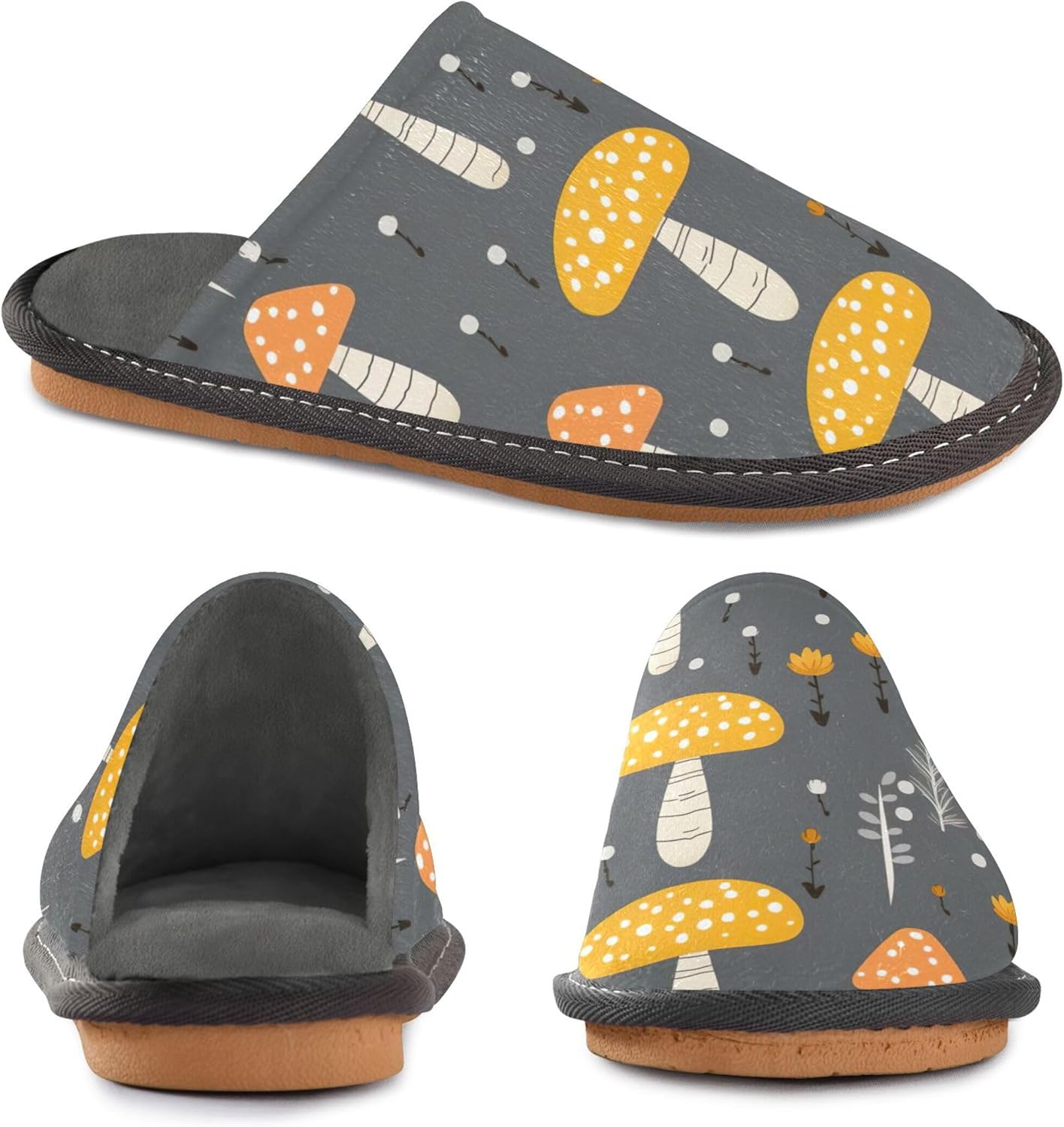 Mushroom House Slippers – Cozy Fuzzy Slippers for Guests, Washable & Disposable, Perfect for Shoeless Home, Spa & Hotel Use A112282