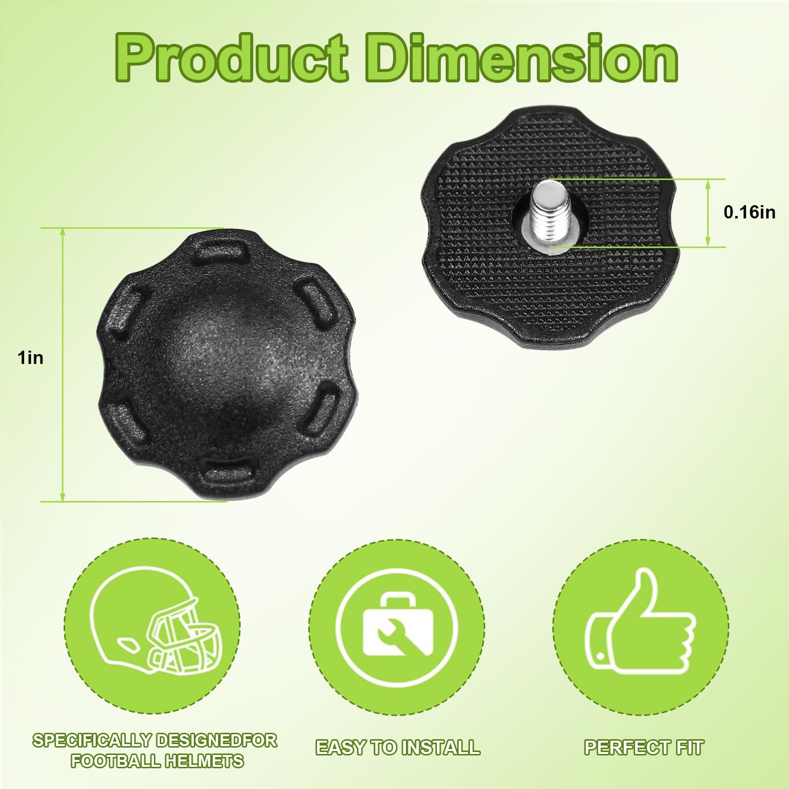 YUEARN 4 PCS Thumb Screws Compatible with Riddell SpeedFlex Football Helmet, Thumb Screws Used to Hold The Football Helmet Chinstrap Stabilization System, Suitable for Youth and Adult