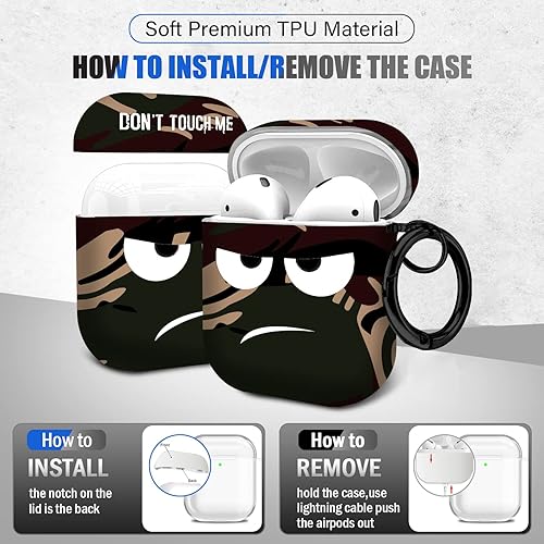 Miniatura 7 de Funda para Airpods, Don't Touch Me for Airpods Funda con llavero suave y bonita funda a prueba de golpes para mujeres y hombres, compatible con