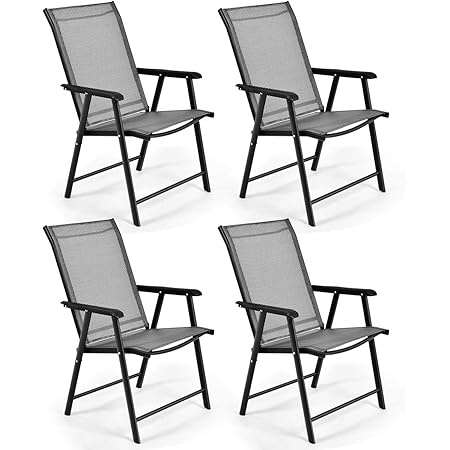 Giantex 4-Pack Folding Patio Chairs – Sturdy, Comfy Portable For