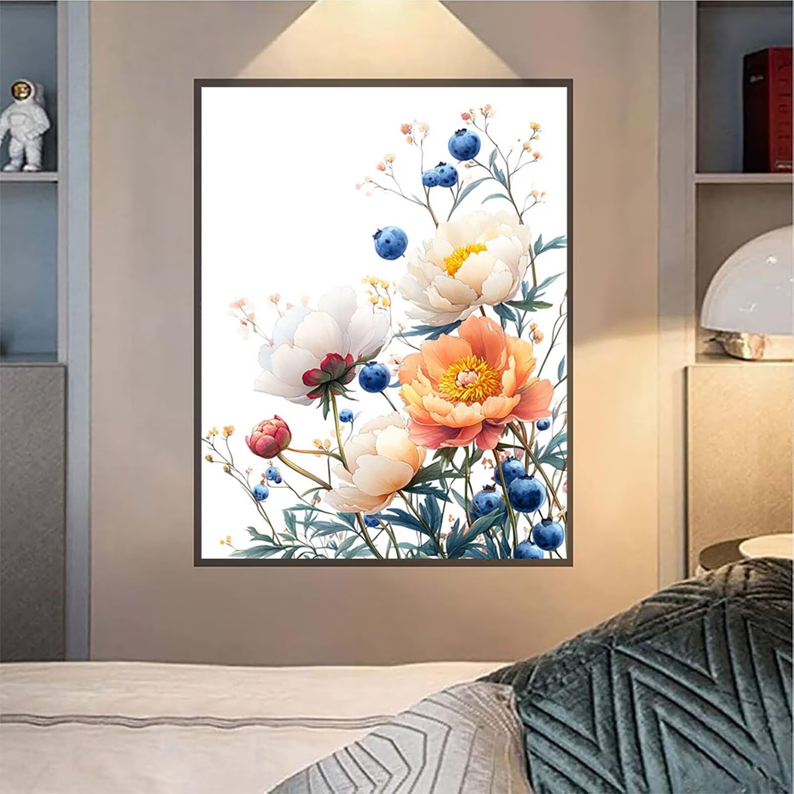 5D Diamond Painting Flower Diamond Painting Kit Completo, DIY Disegni con Perline da Attaccare Pianta, Diamantini Crystal Art, Strass Ricamo a Punto Croce Painting per Decorazione Casa 80x110cm C-8600