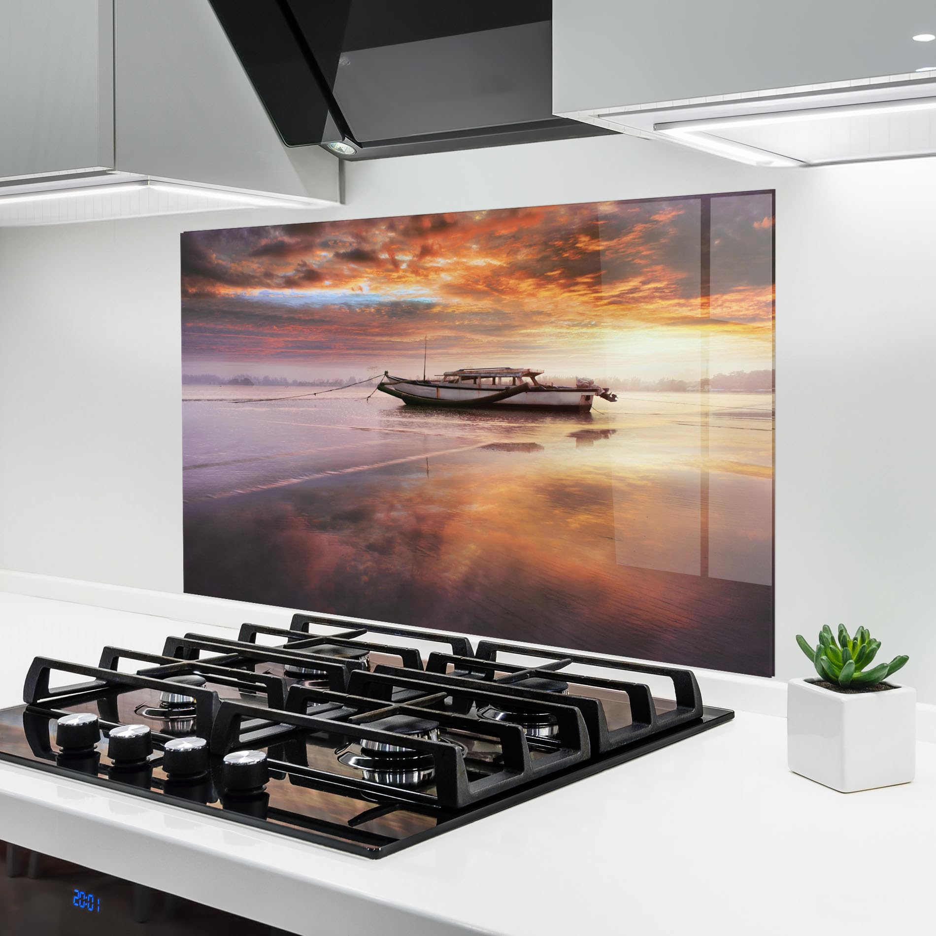 Crédence de cuisine en verre trempé ARTHUB 60x100 cm, l'élégance d'un coucher de soleil durable