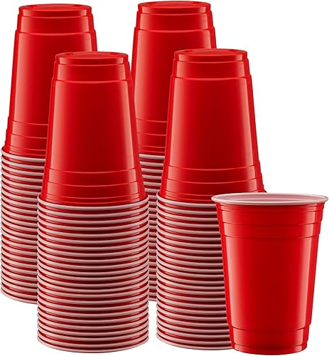 GUSTO 18 onzas  100 unidades Vasos rojos desechables de plástico, vasos de fiesta para eventos y uso diario
