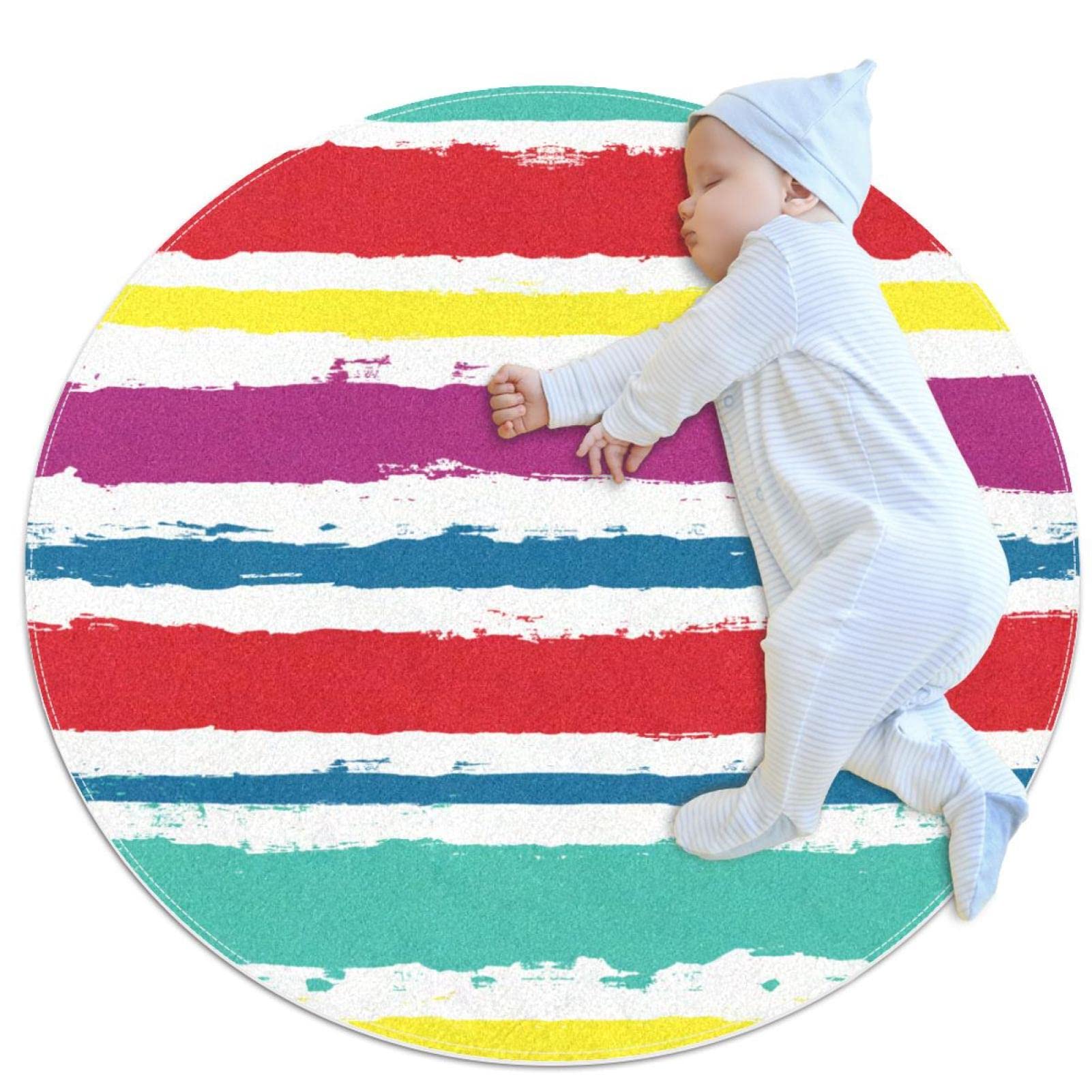 Tapis de jeu pour enfants rond 80cm évite le sol froid avec animaux rigolos