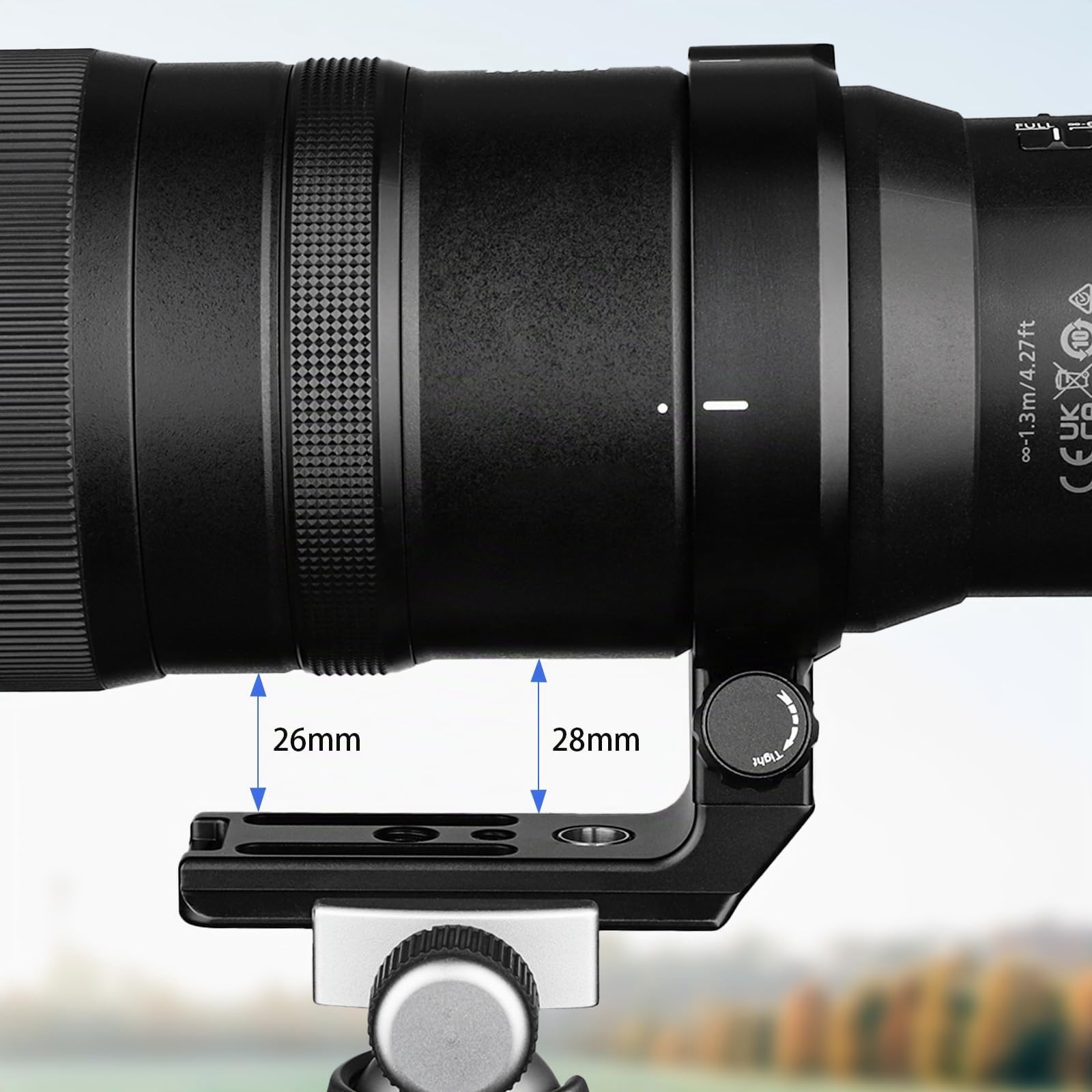Haoge LMR-Z186 Stativ-Halterungsring für Nikon Nikkor Z 180–600 mm f/5.6–6.3 VR Objektiv-Kragenhalterung, integrierte Arca-Typ-Schnellwechselplatte