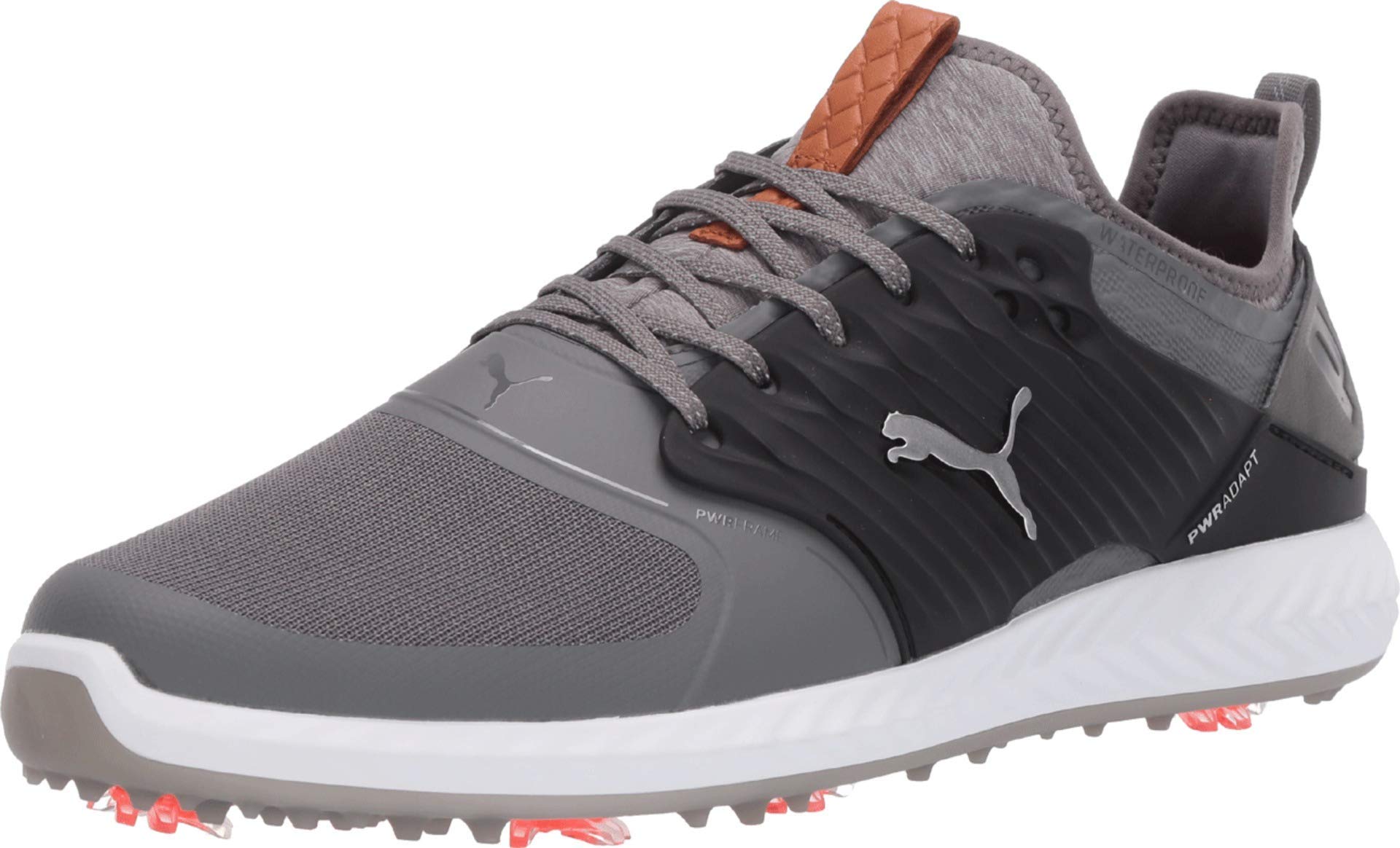 puma golf Men's Ignite Pwradapt Caged Golf Shoe, Quiet Shade-Bronze-Puma Black, 7.5 M US-picture-28