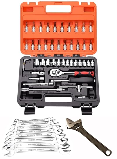 Digital Craft Multifunction Hand Tool Kit Car Ratchet Wrench Assembly Tool Household Repair Tools Automotive Set 46PC Socket Set,10