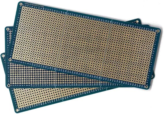 Treedix 3 pcs Solderable BreadBoard Split Design Universal Board PCB Prototype Shield Board Double Sided Tinned Gold Plated Holes Compatible with Arduino Kit Raspberry Pi Prototyping and Testing