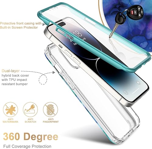 Miniatura 2 de Esdot - Funda protectora para iPhone 14 de 6.1 pulgadas con protector de pantalla integrado, cubierta resistente de grado militar con diseños