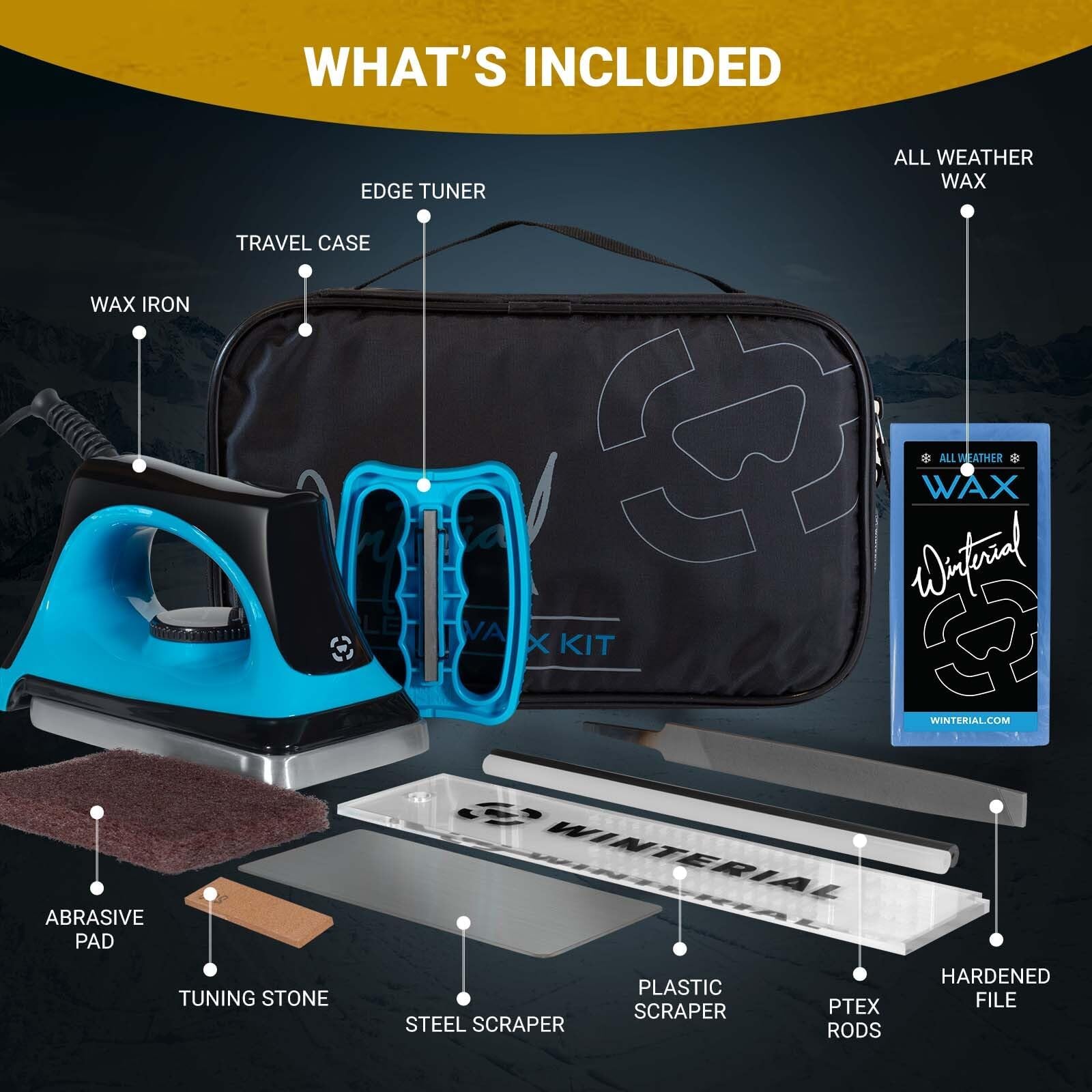 Winterial Snowboard and Ski Tuning Kit, with Iron, All-Temp Snowboard Wax, Angled Edge Tuner File