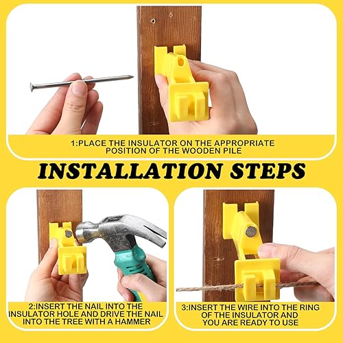 Miniatura 4 de Tandefio 25 aisladores eléctricos para valla de 5 pulgadas, poste de madera inclinado, poste en T, aislador amarillo para valla de animales de
