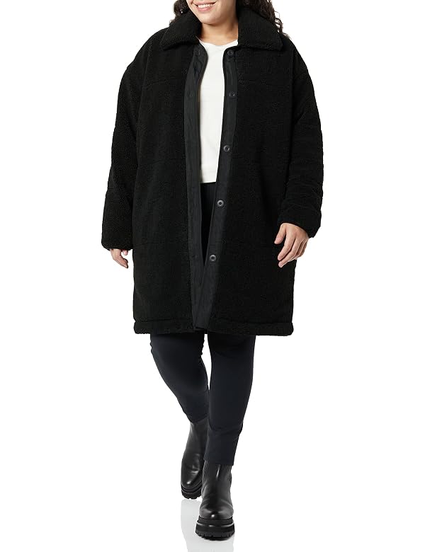 Amazon Essentials Women's Oversized Teddy Sherpa Coat, Black, XX-Large by Amazon Essentials - Image 4