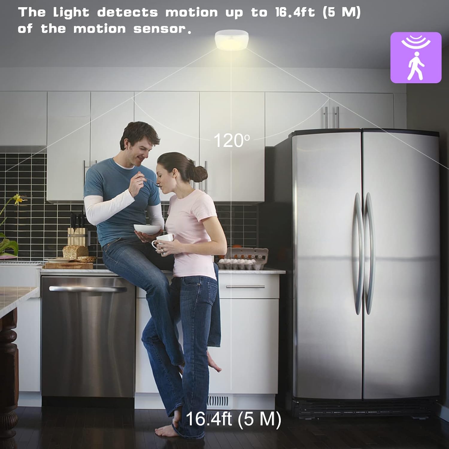 LUXSWAY 2-Pack Ceiling Light with Motion Sensor, Battery Operated Motion Activated Ceiling Light Fixture Indoor, 250 Lumens, 6.7 Inch, LED Shower Light for Closet Hallway Pantry