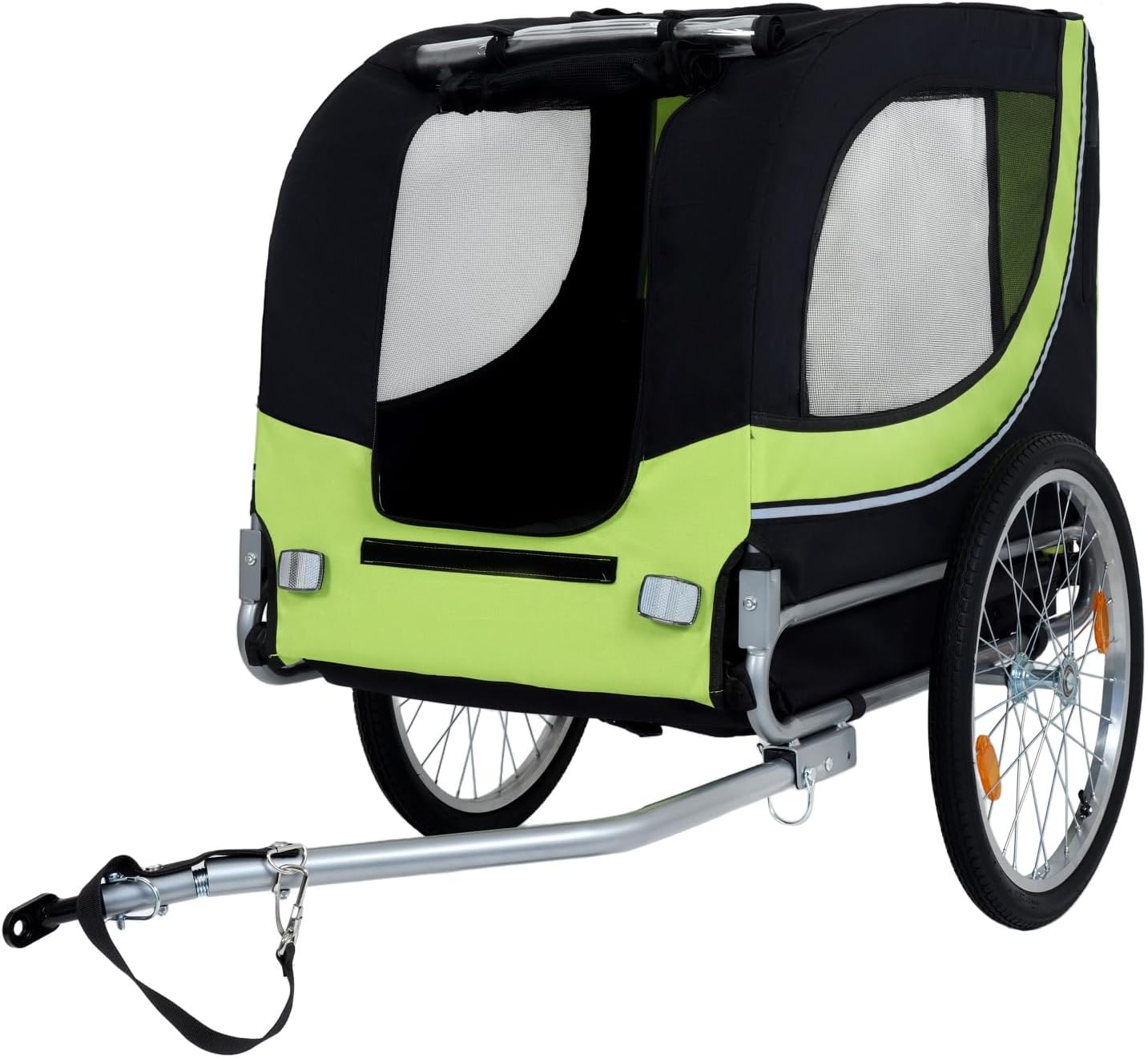 Large Folding Bike Trailer for Dogs Steel Black+Green Durable All-Terrain Pet Carrier for Cycling, Jogging, Camping & Outdoor Adventures Durable Outdoor-Ready