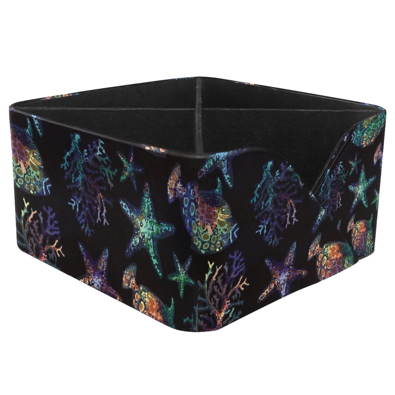 KengjuTesu Exotic Fishes Corals and Starfishes Desktop Organizer Pen Holder, Rectangular Pencil Cup for Office, Study and Makeup Stations