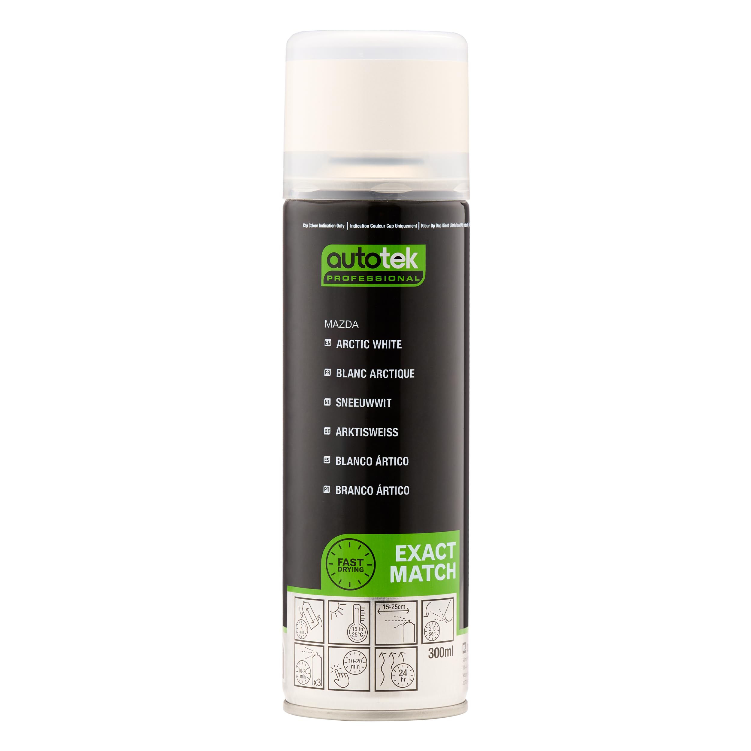 Autotek Exact Match Fast Drying Aerosol Spray Paint Mazda Arctic White 300ml