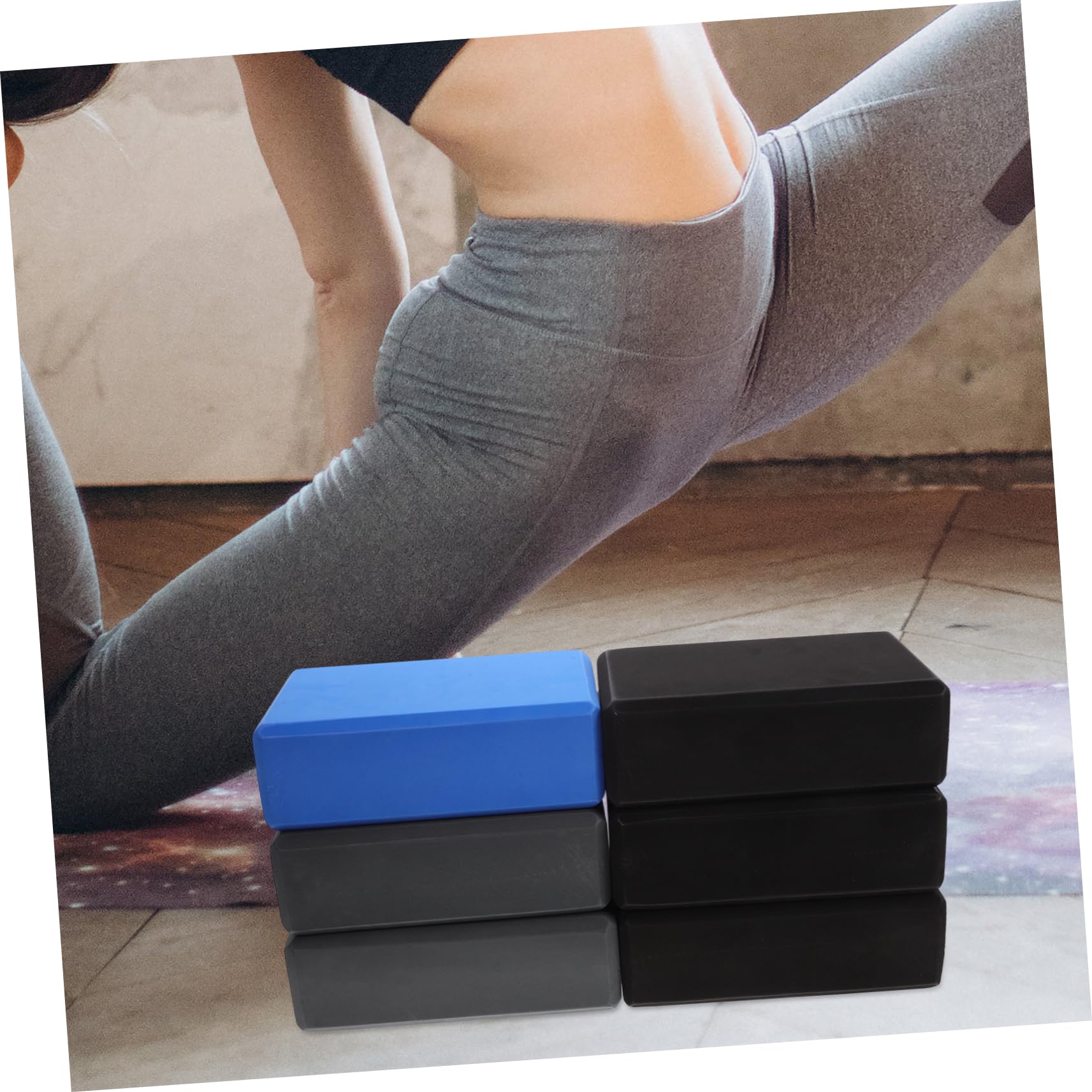 Blocchi Yoga Eva ad Alta Densità, 6 Pezzi, per Pratica | Ausili per Allenamento, Adatti a Donna, Confezione da 6, Colore Casuale
